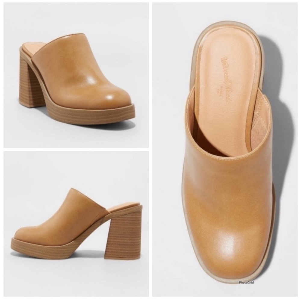 NWOB Universal Thread | Women's Camel Brown Tess Platform Mule Stacked Heels